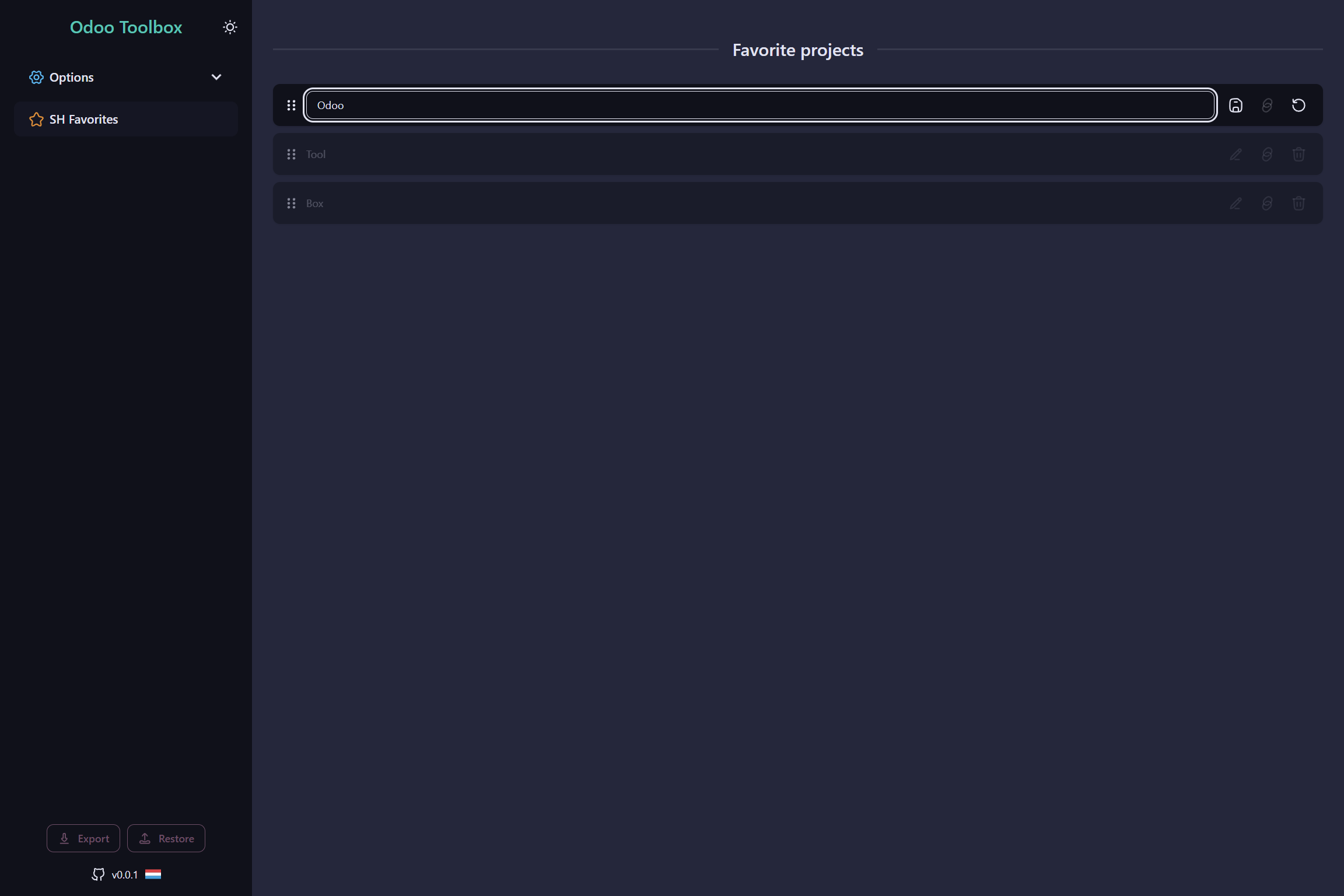 Project Favorites - rename