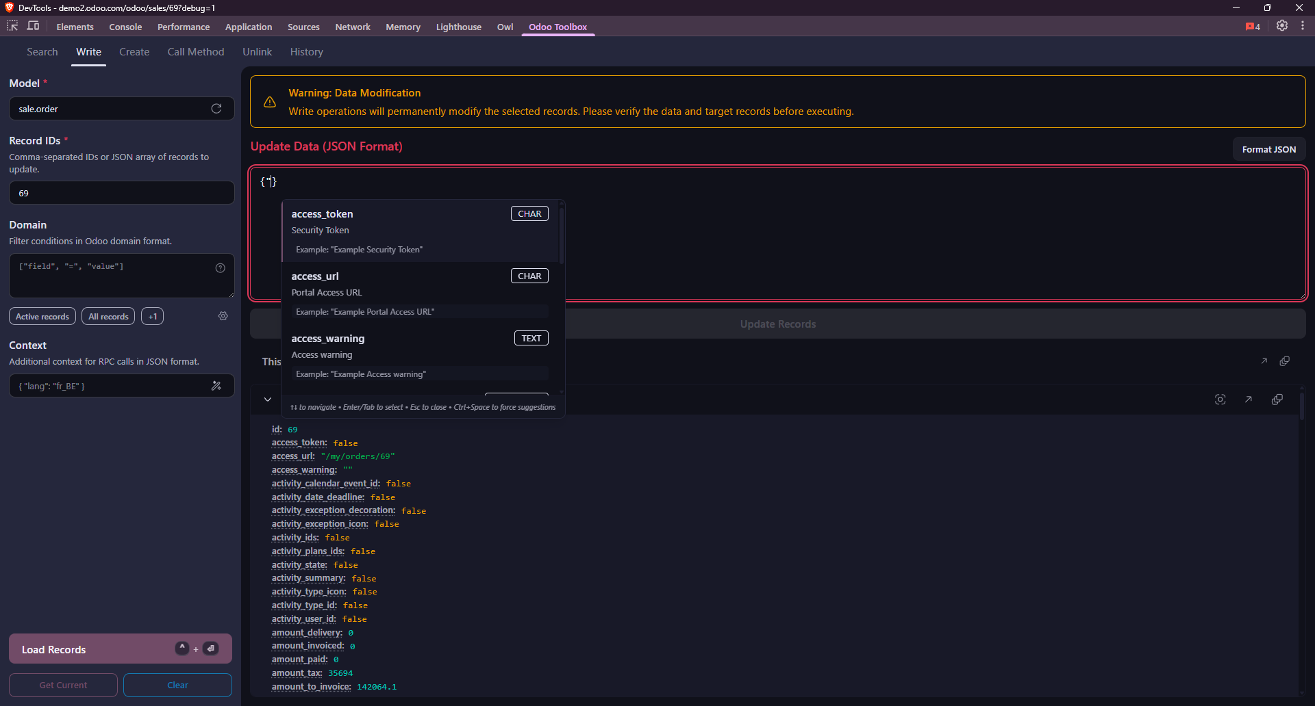 Panneau DevTools - Modification